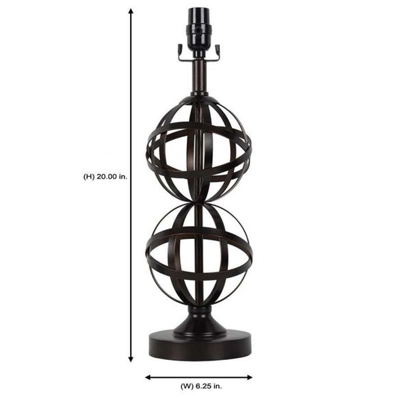 NEW Hampton Bay 20 in. H Oil Rubbed Bronze Double Orb Table Lamp Base - Picture 2 of 14
